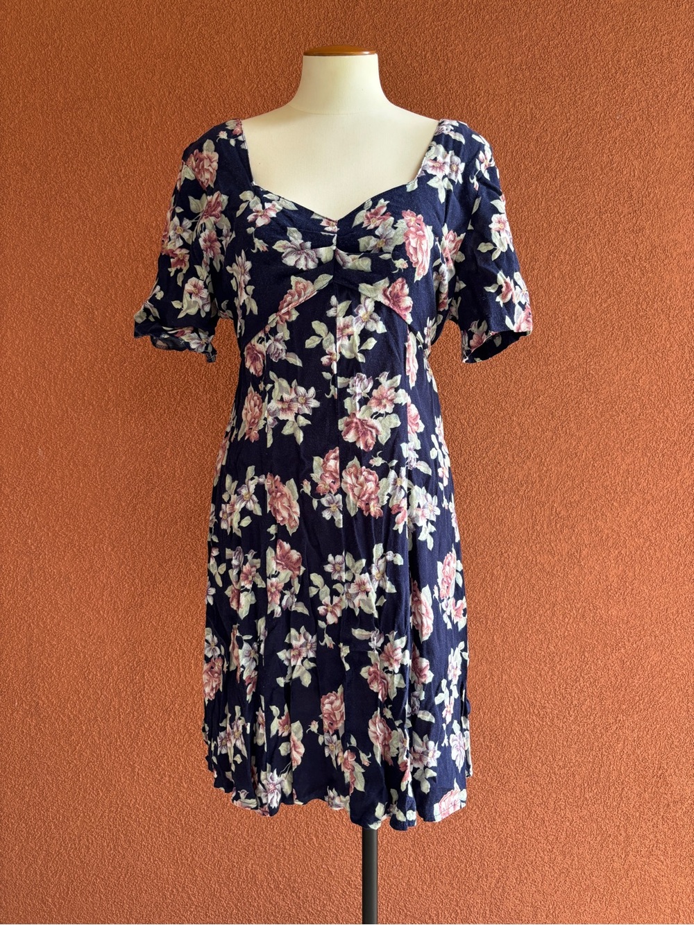 jonathan martin Navy Floral Knot-Front Midi Dress